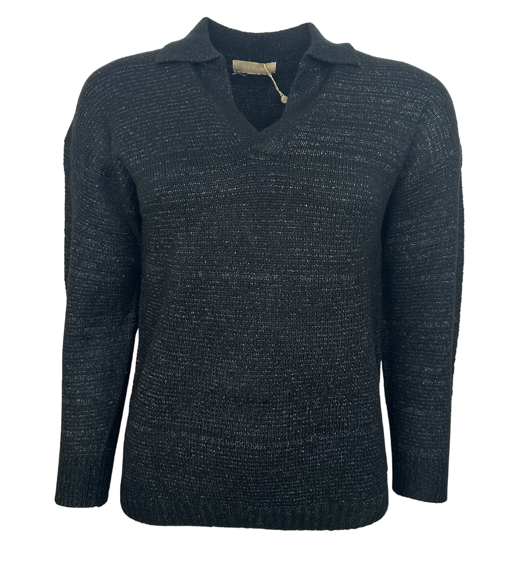 Ofelia Brielle Polo LS Strik Sort