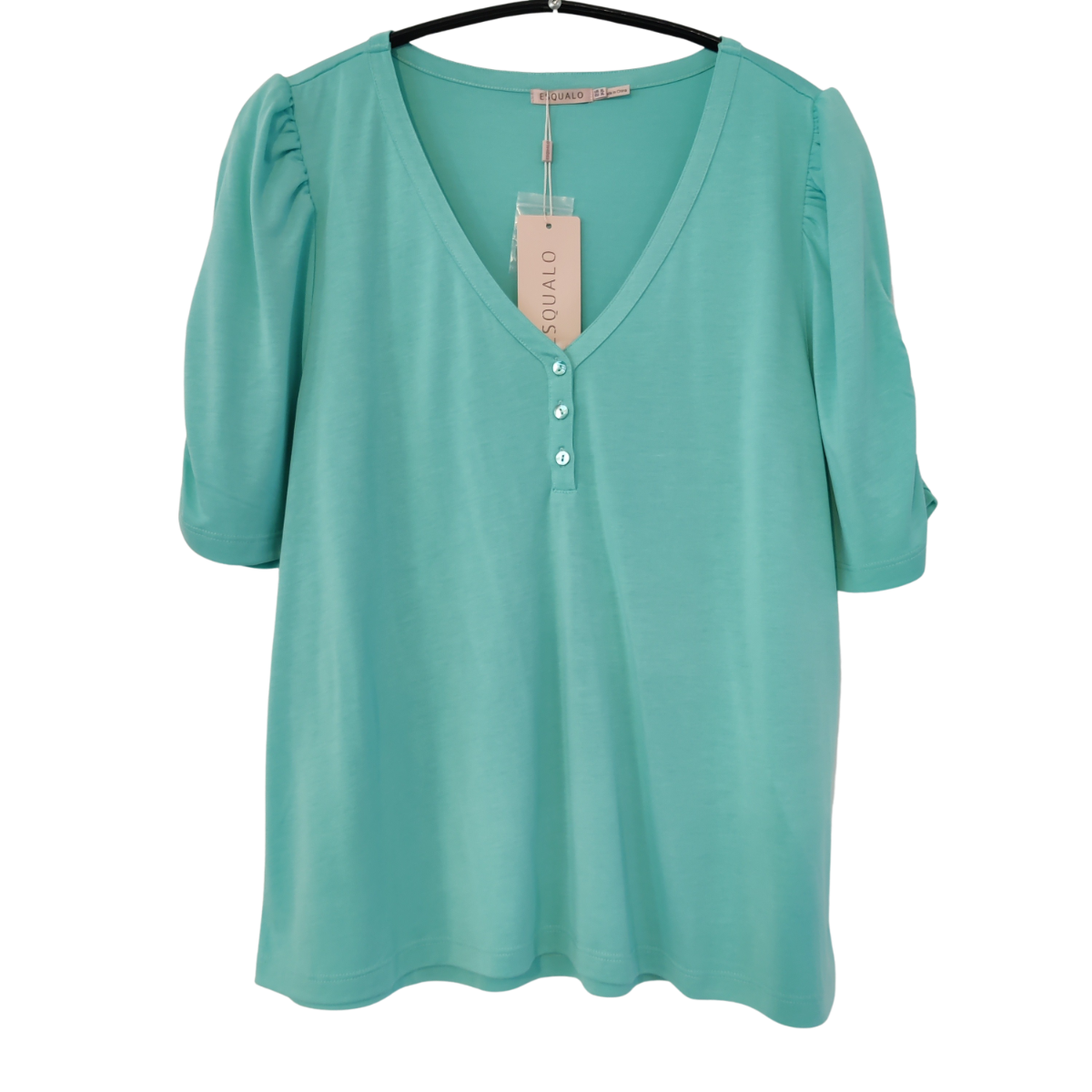 ESQUALO T-shirt m knapper Lys Blå