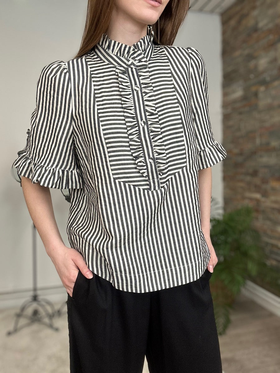 GOSSIA BenedicteGO Bluse Stribet Sort