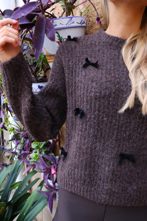 Liberte Fro Bow Pullover Brun Sort