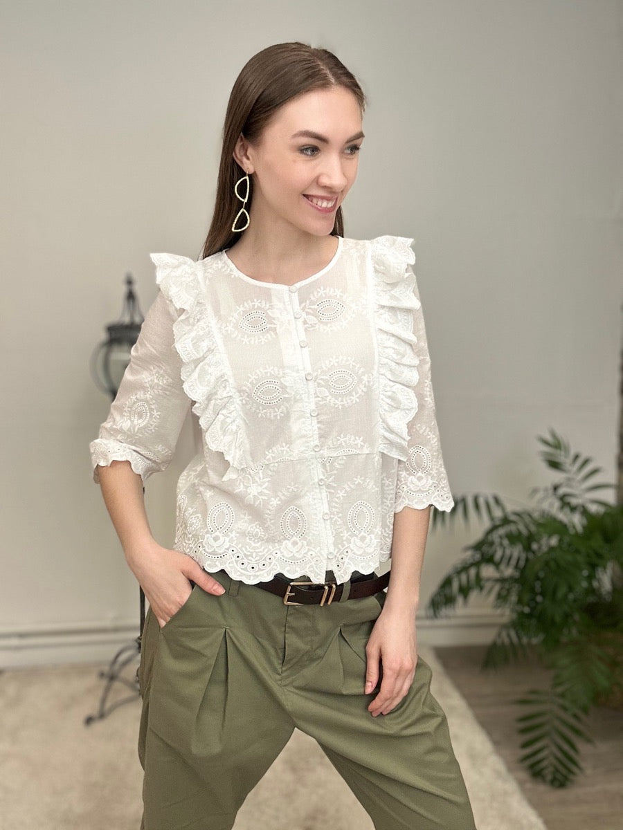 GOSSIA AlineGO Skjorte Bluse Off White