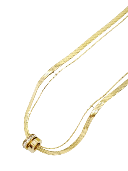 Löwenstein Halskæde Dobbelt Ring Sten Guld