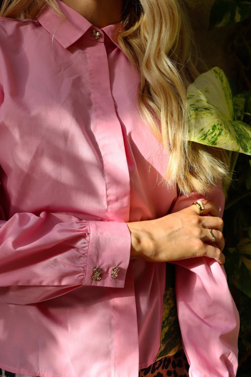 Liberte Bobo Skjorte Bow Langærmet Bubblegum Lyserød