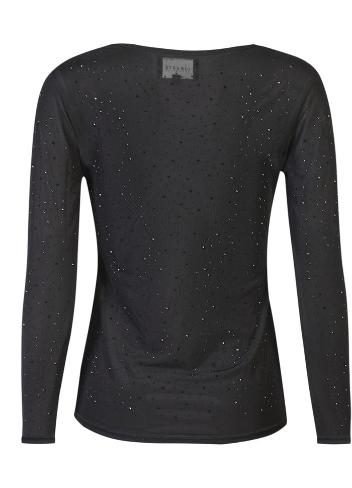 Liberte Mesh T-shirt Sparkle Langærmet Diamond Dot Sort