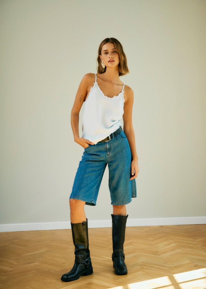 Freequent Cinda Shorts Denim Medium Blå
