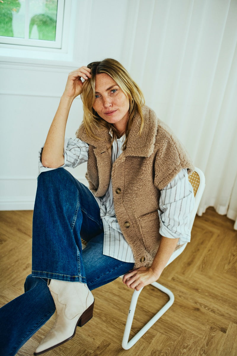Freequent Erina Skjorte Star Off White w Baby Blå