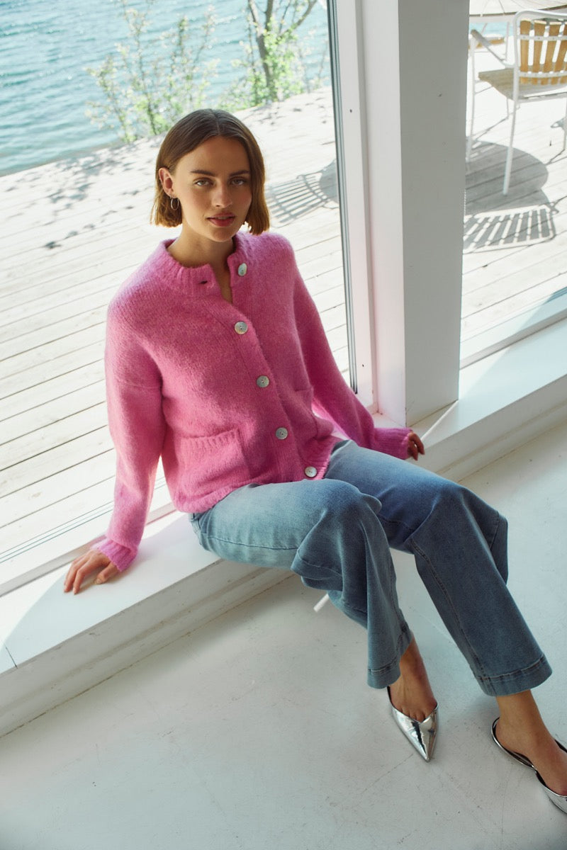 Freequent Louisa Cardigan Fuchsia Pink