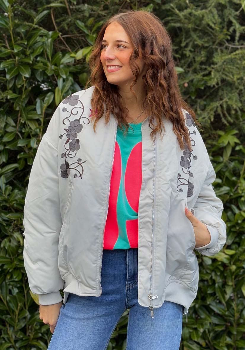 MISS GOODLIFE Bomberjacket Heart Lys Grå