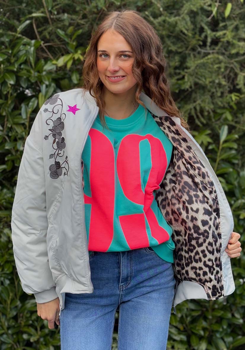 MISS GOODLIFE Bomberjacket Heart Lys Grå