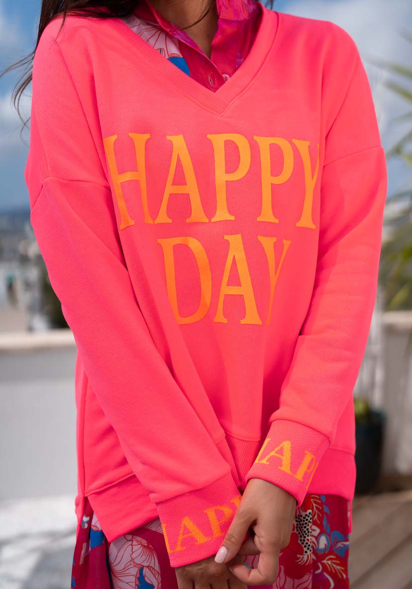 MISS GOODLIFE V Neck Happy Day Neonpink