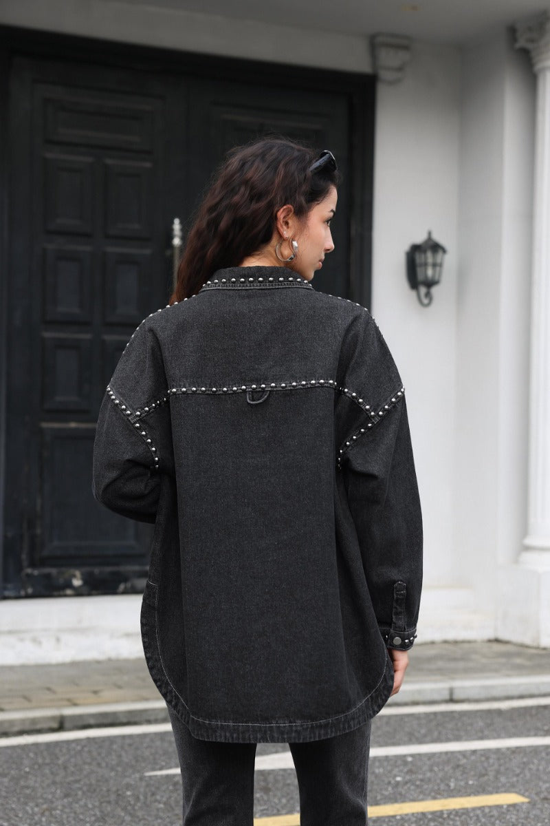 Jewelly Marta Jakke Nitter Denim Grå