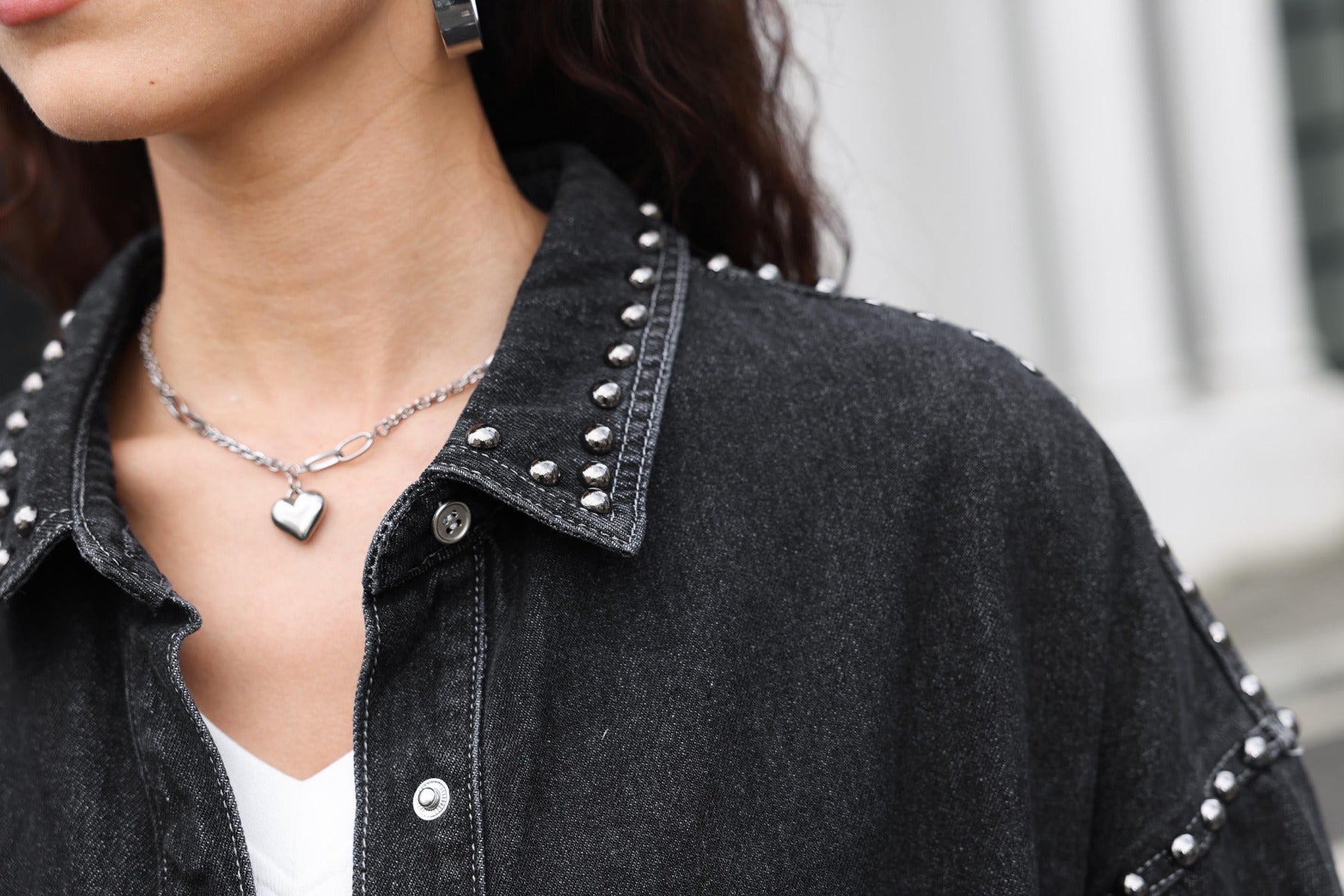 Jewelly Marta Jakke Nitter Denim Grå