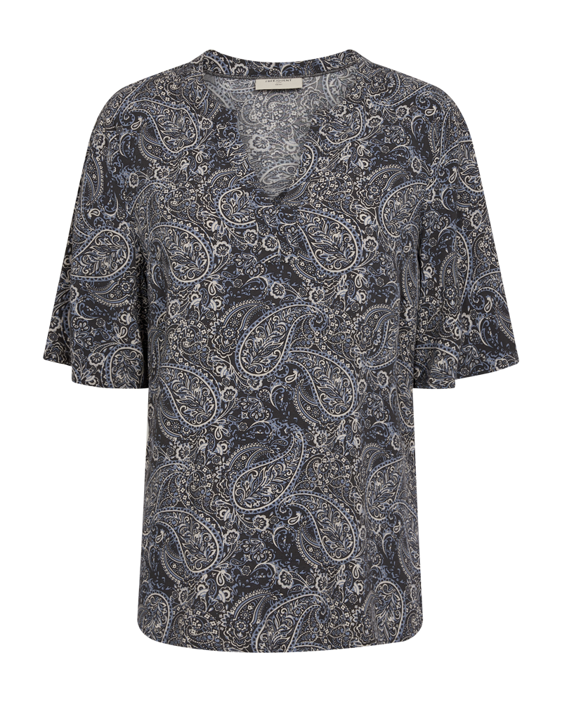 Freequent Suralda Bluse Paisley Print Pirate Sort