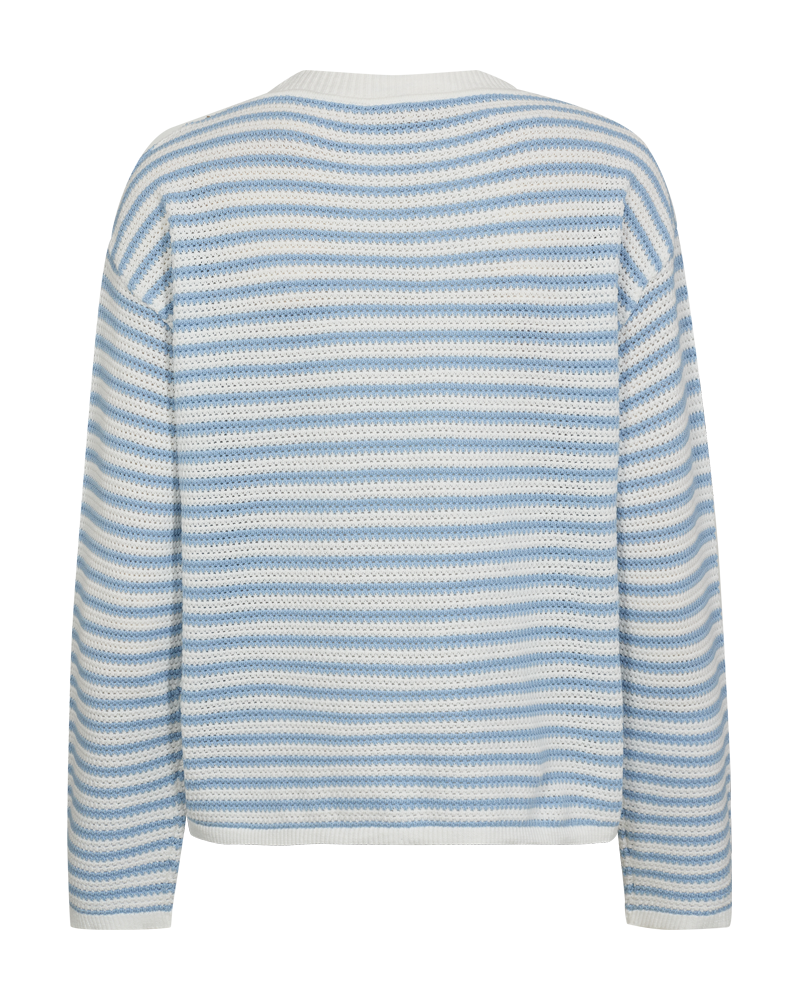 Freequent Domo Pullover Off White Chambray Blå