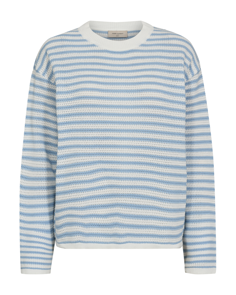 Freequent Domo Pullover Off White Chambray Blå