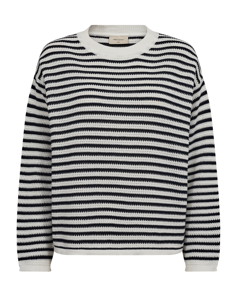 Freequent Domo Pullover Off White Navy Blazer
