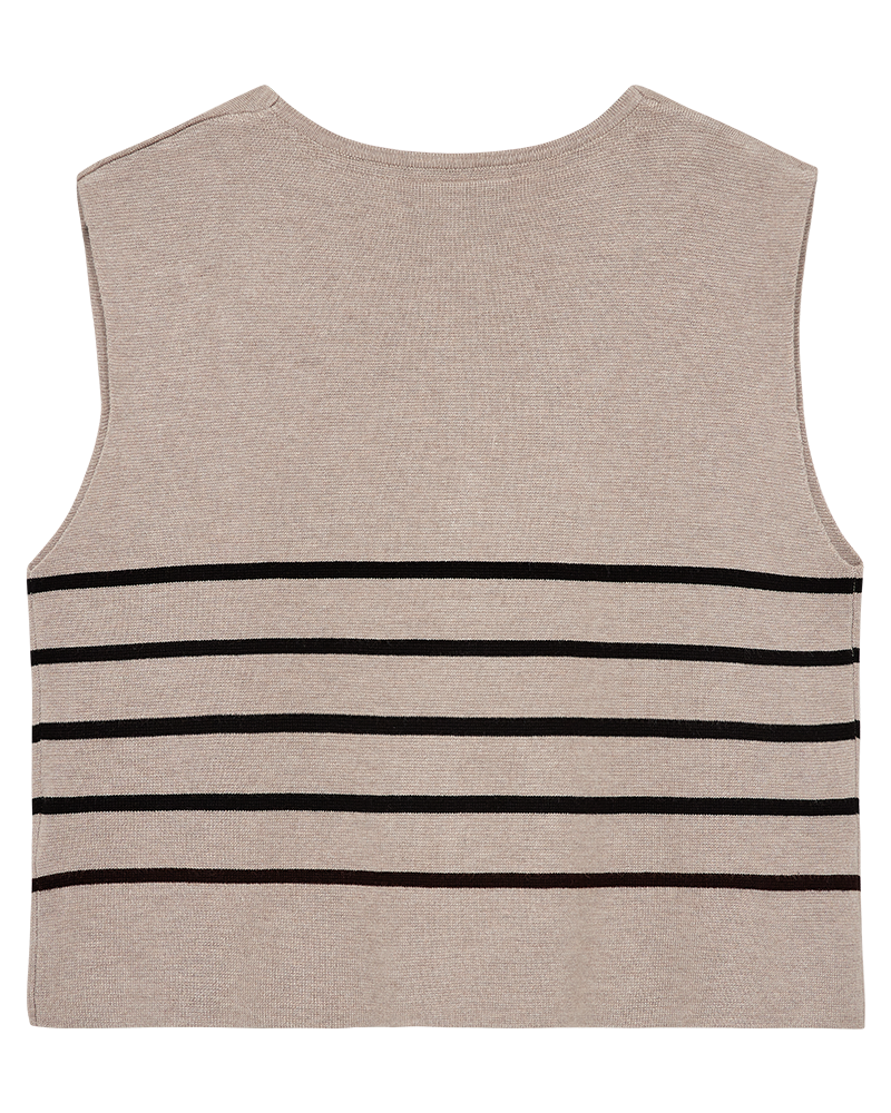 Freequent Ani Vest Sort Stribe Taupe