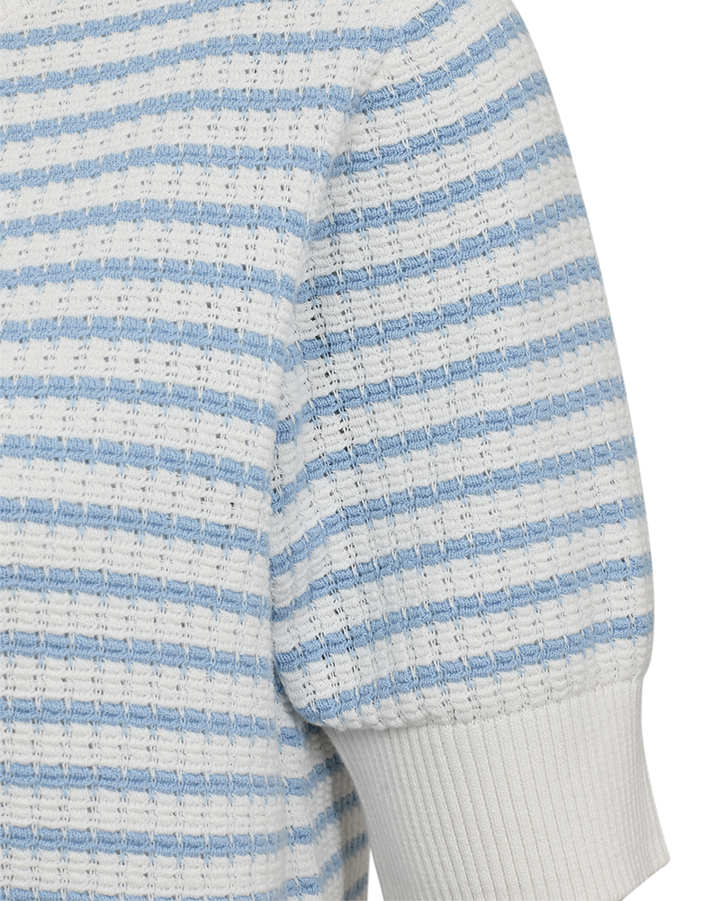 Freequent Dodo Pullover Star Off White Chambray Blå
