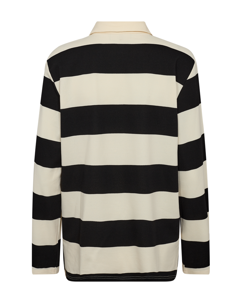 Freequent Nilla Polo Skjorte Stribet Sort Star Off White