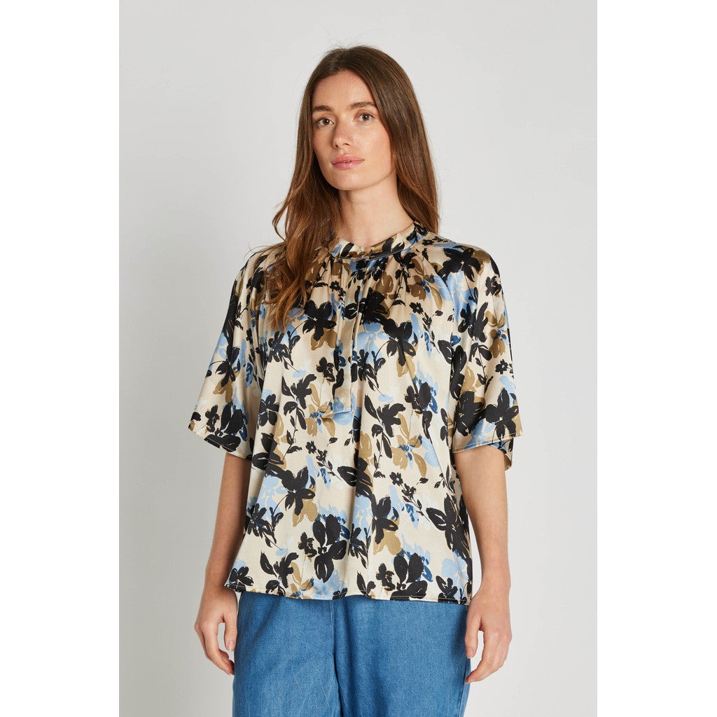 PBO Opala Bluse Flowerprint Blå