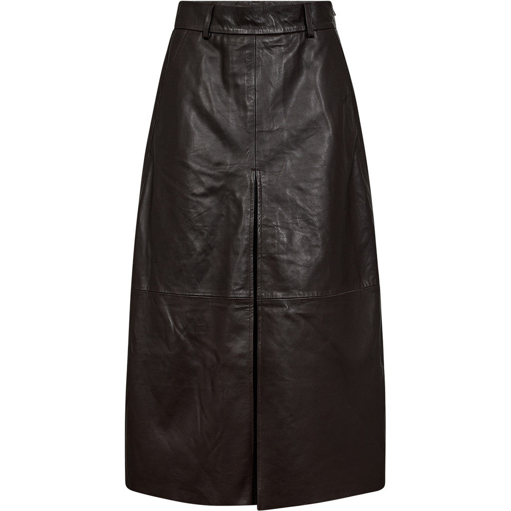 Pieszak PD Lanni Nederdel Pleat Leather Coffee Sort Brun