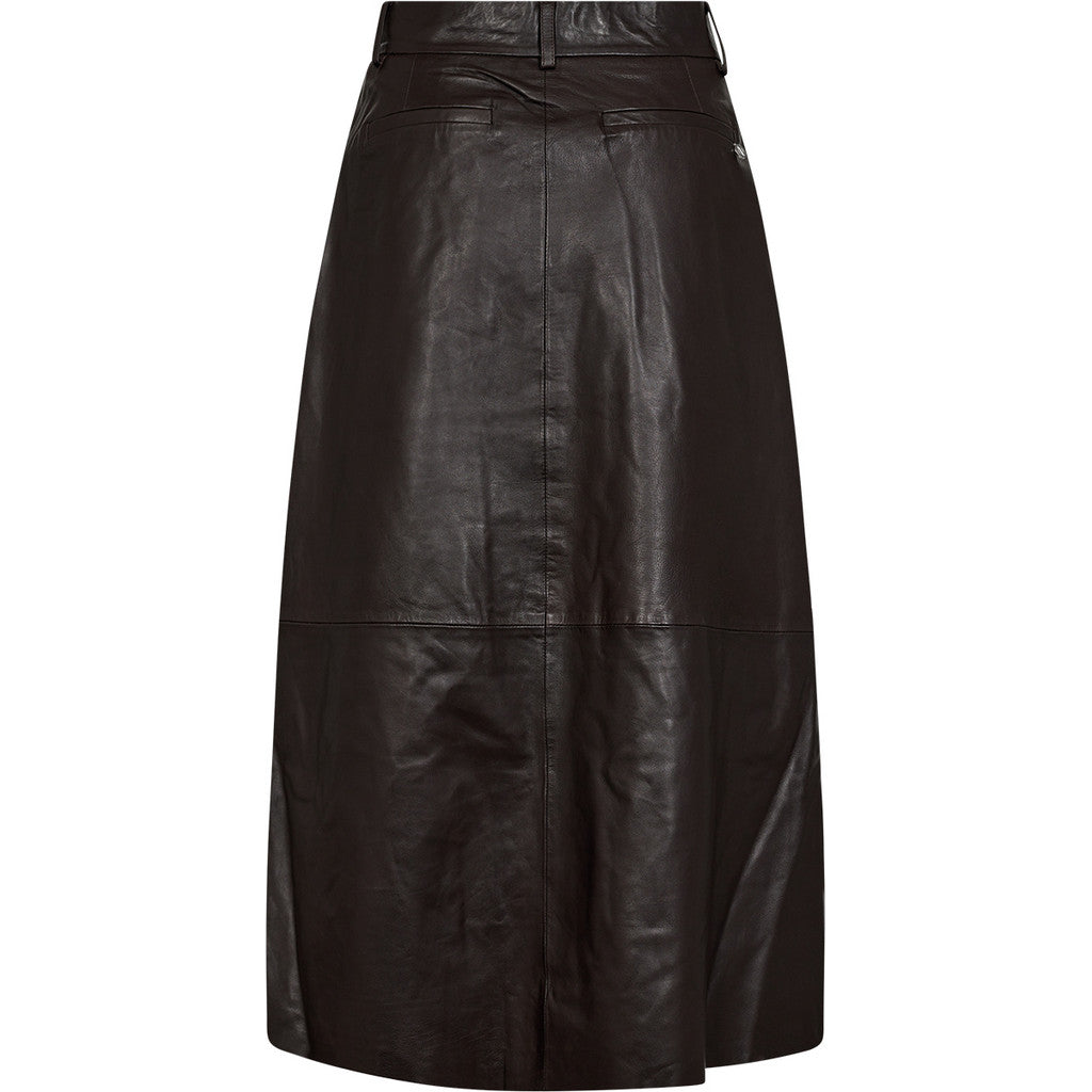 Pieszak PD Lanni Nederdel Pleat Leather Coffee Sort Brun