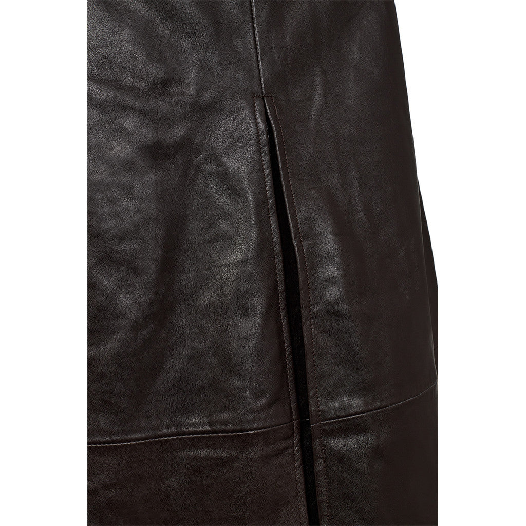 Pieszak PD Lanni Nederdel Pleat Leather Coffee Sort Brun