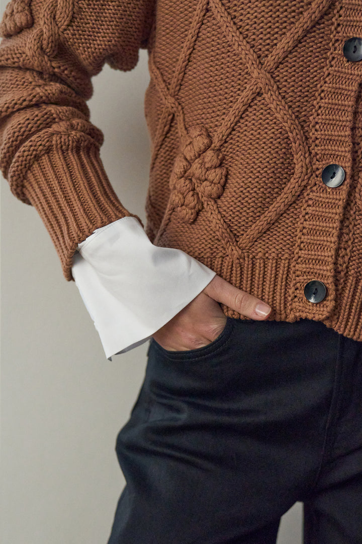 Pieszak PD Pearl Strik Cardigan Nugget Guld Brun