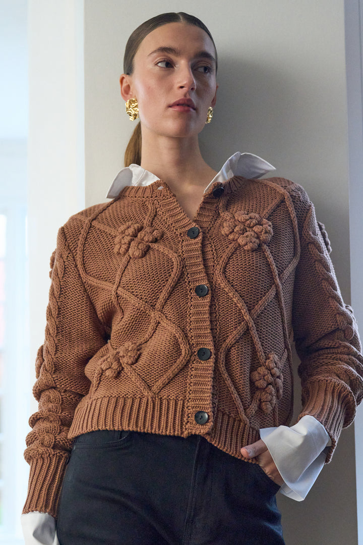 Pieszak PD Pearl Strik Cardigan Nugget Guld Brun