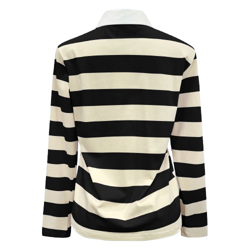 Liberte Polo Skjorte Langærmet Stribet Creamy Sort