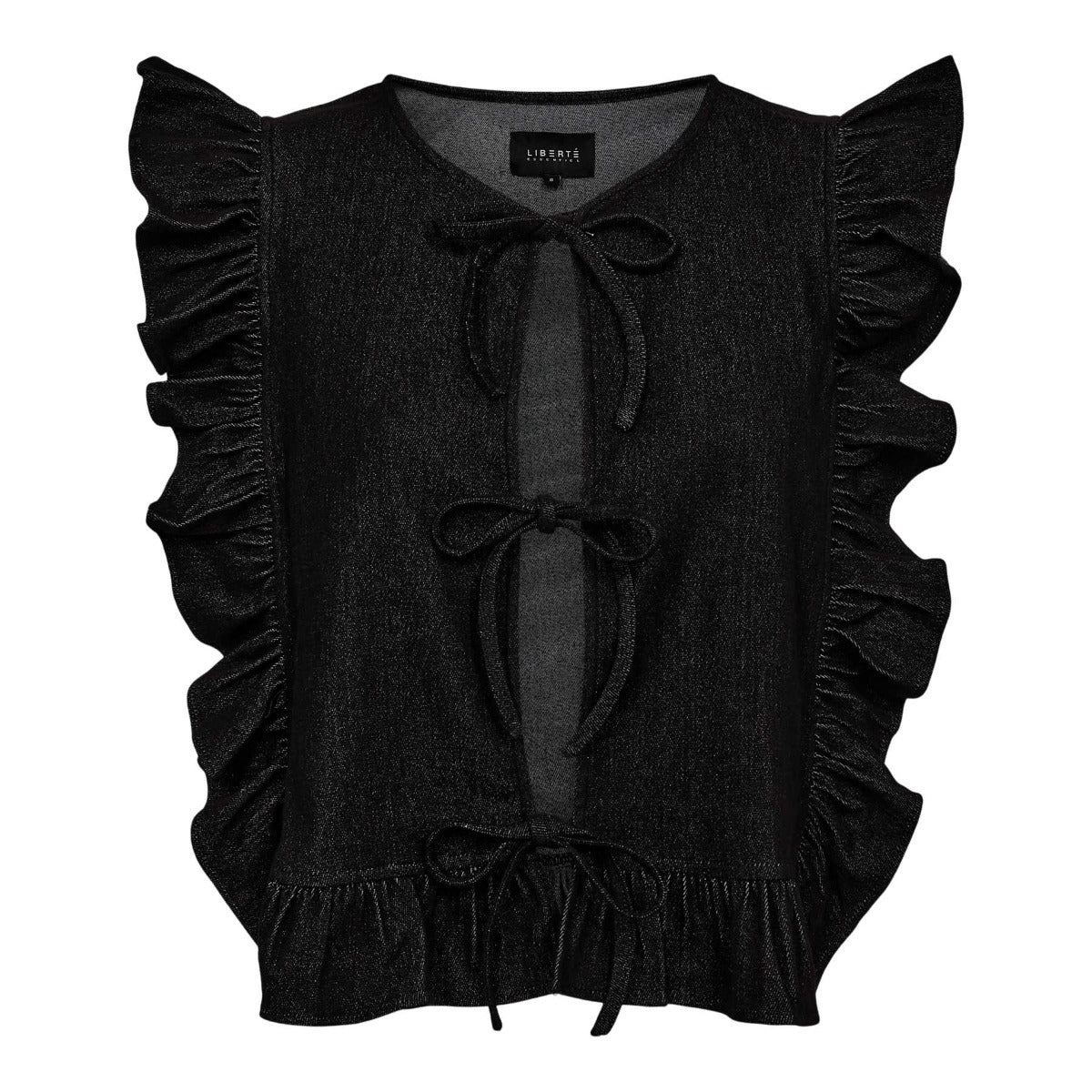 Liberte Asta Vest Frill Denim Sort