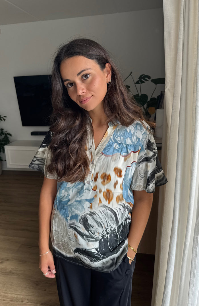 2 Biz Ruby Bluse Border Blå