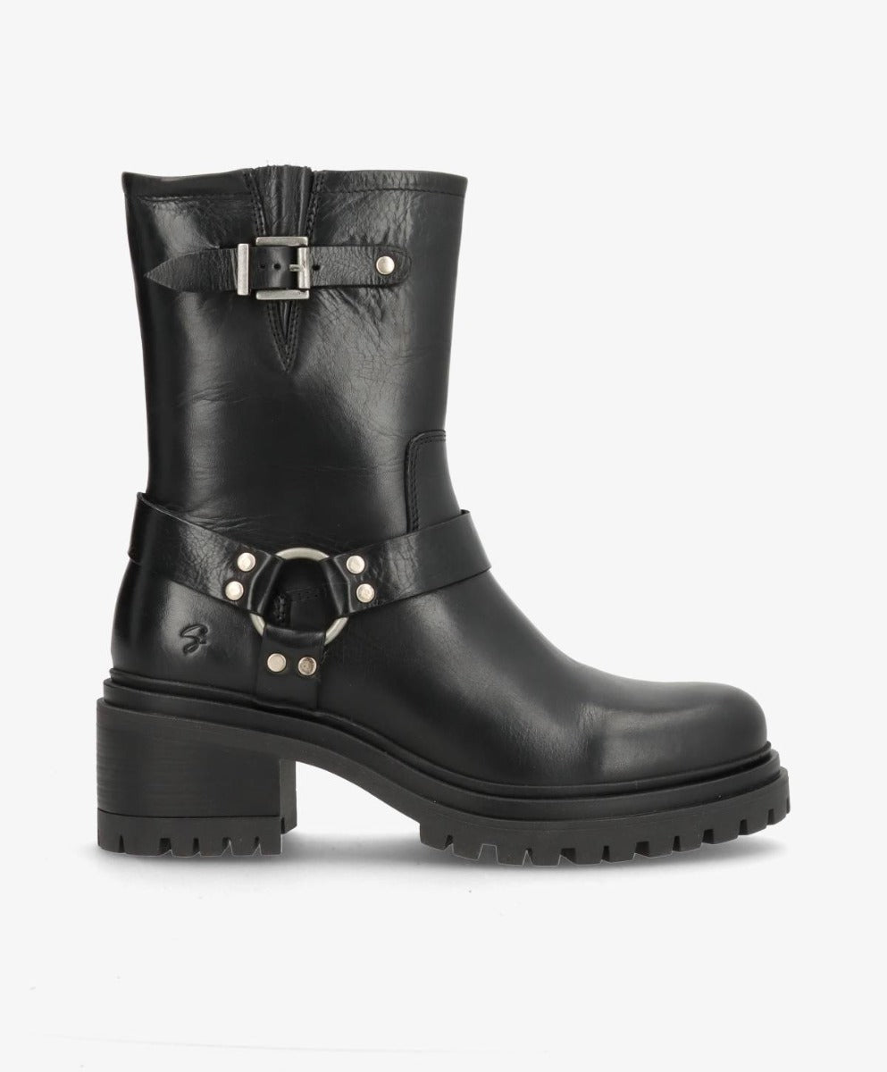 Shoedesign SALLY Skind Støvle Sort Med Metalring