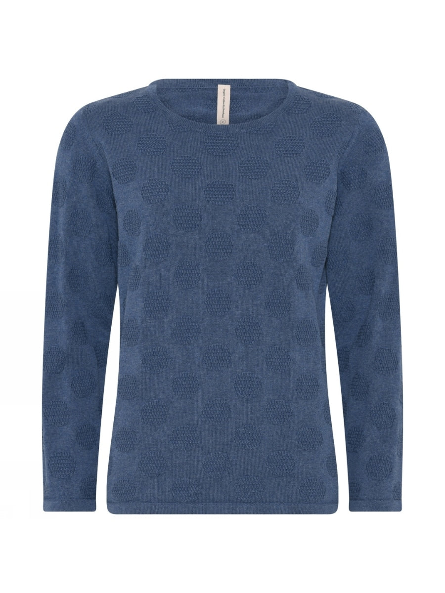 Skovhuus Pullover LS Dot O Neck Blå Melange
