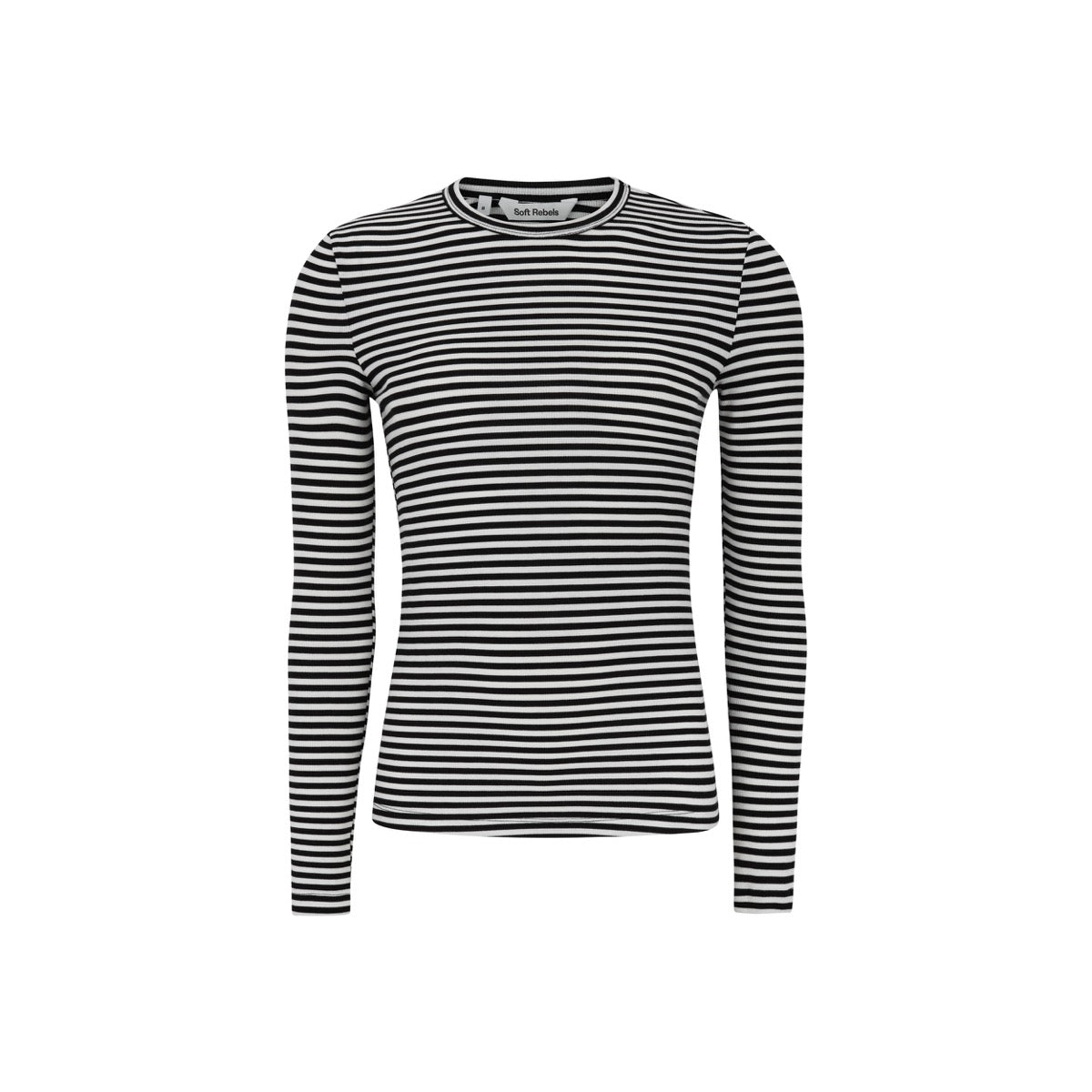 Soft Rebels Fenja Top Stribet O-Neck Sort