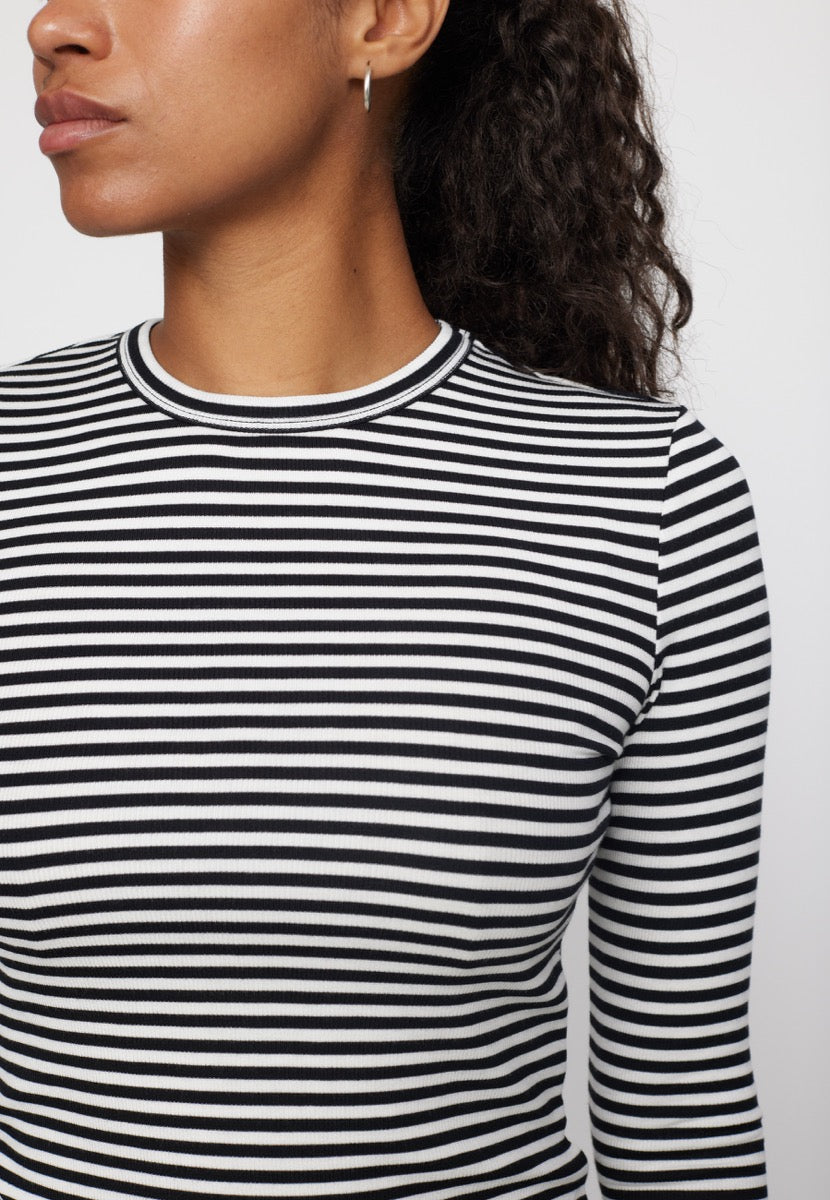 Soft Rebels Fenja Top Stribet O-Neck Sort