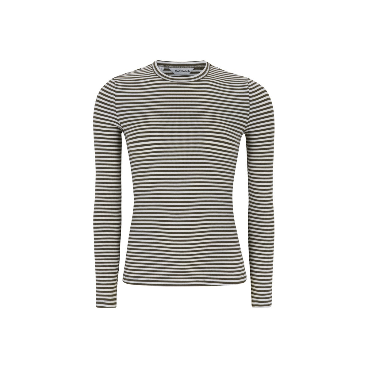 Soft Rebels Fenja Top Stribet O-Neck Morel Brun
