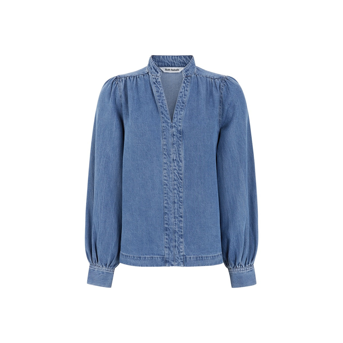 Soft Rebels Christy Bluse Greyish Light Blå