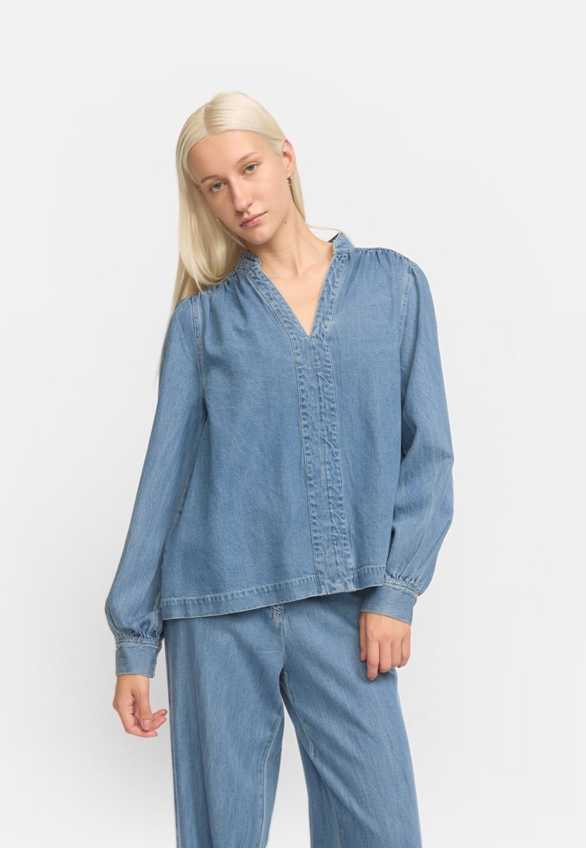 Soft Rebels Christy Bluse Greyish Light Blå