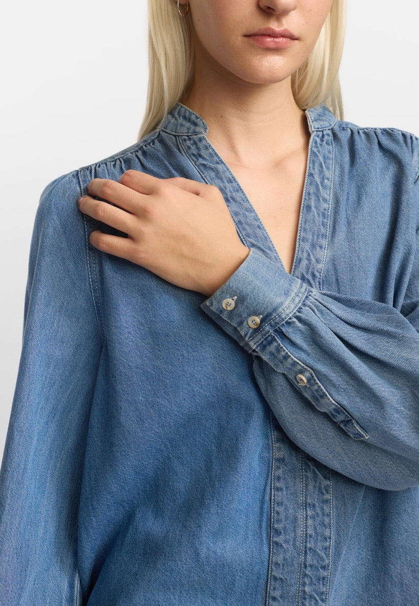 Soft Rebels Christy Bluse Greyish Light Blå