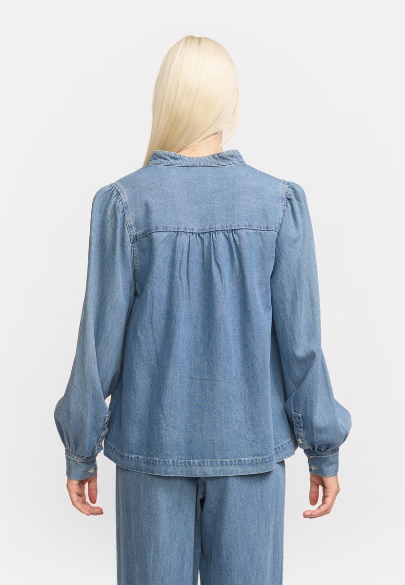 Soft Rebels Christy Bluse Greyish Light Blå