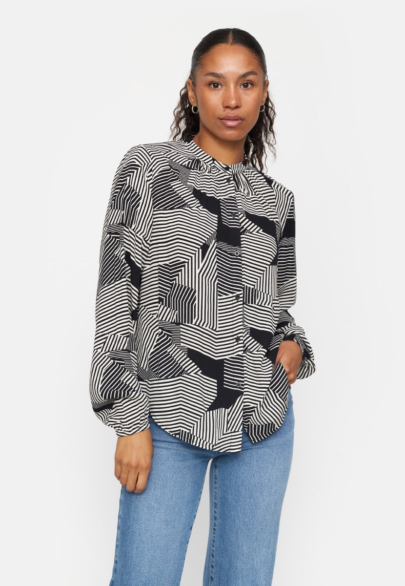 Soft Rebels Anna Skjorte Simpel Geometrisk Sort