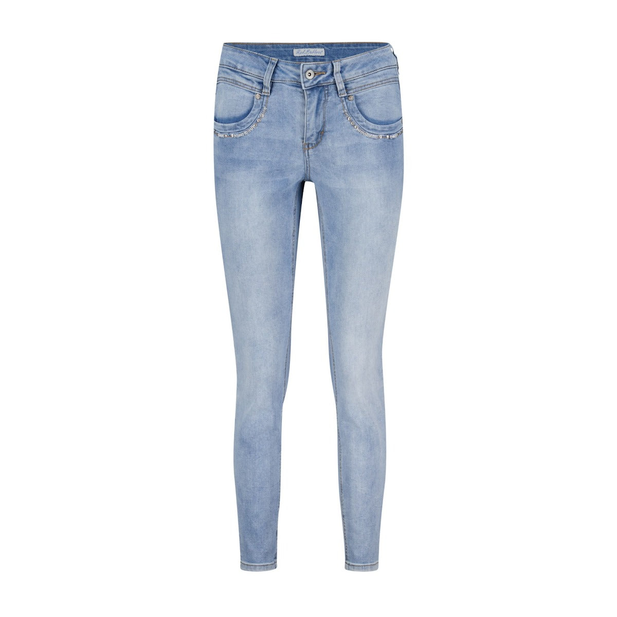 Red Button Sissy Jeans Bleach Embroidery