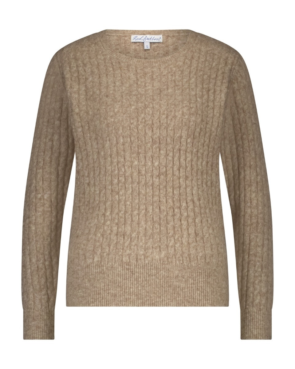 Red Button Sweet Cable Strik Sweater Latte Brun