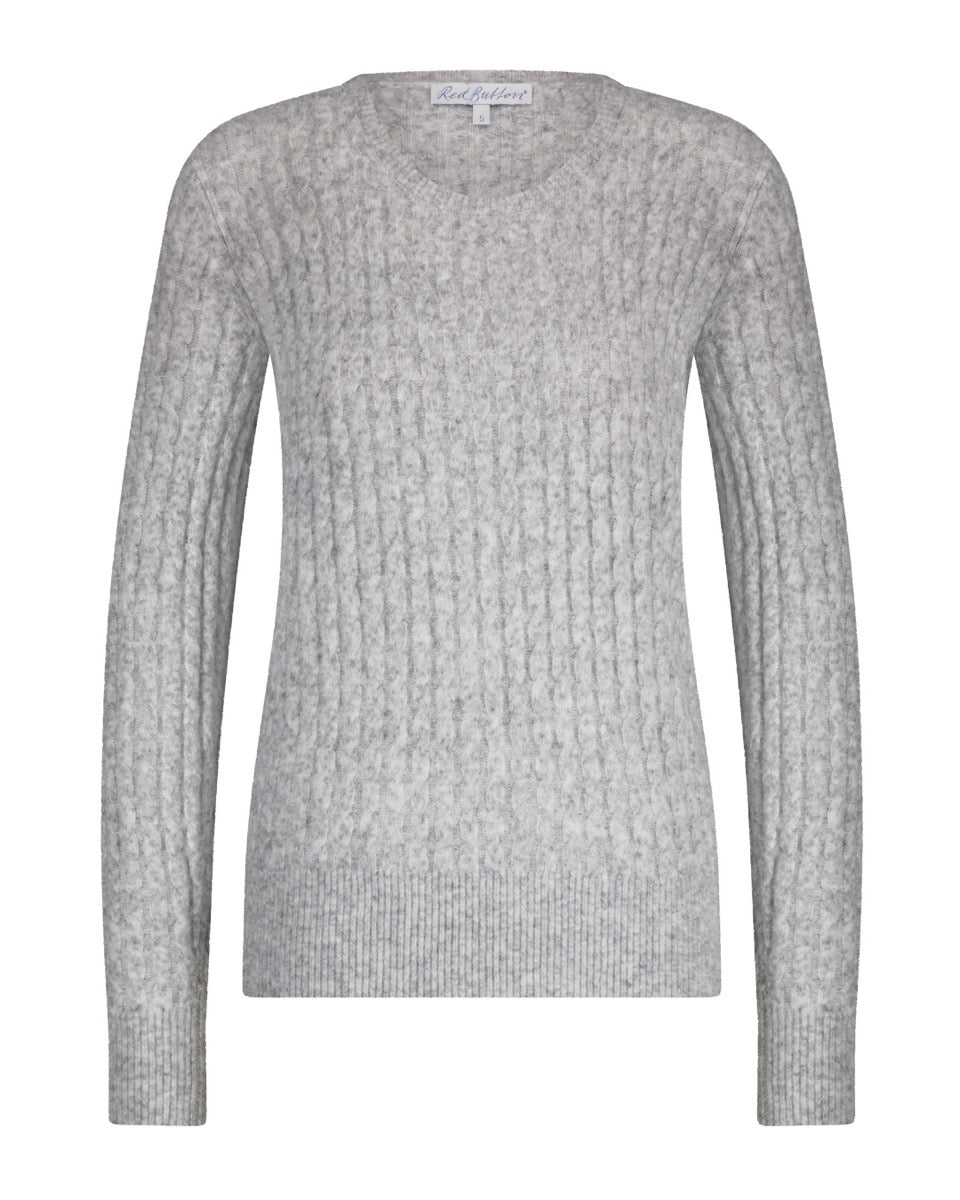 Red Button Sweet Cable Strik Sweater Mouse Grå