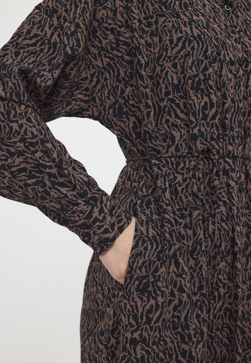 Soft Rebels Freedom Midi Skjorte Kjole Dyre Print Kaffe