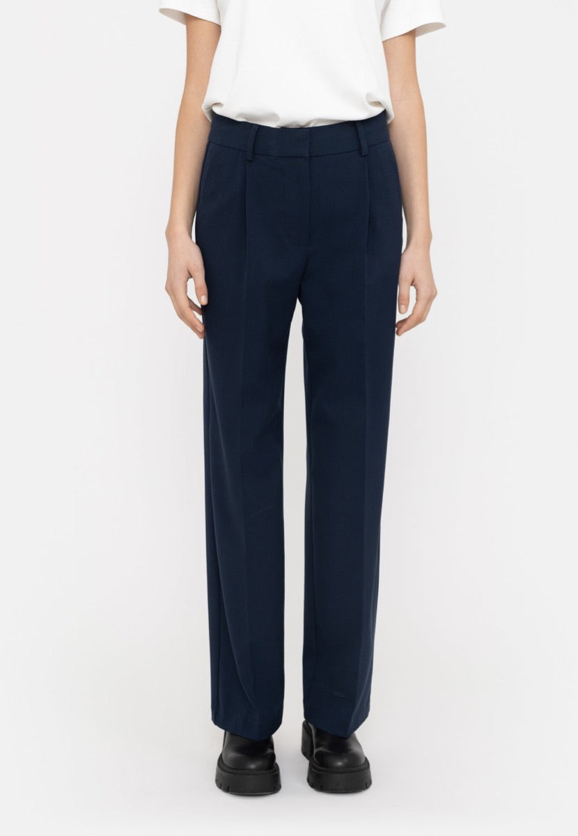 Soft Rebels Vilje Midwaist Løs Buks Total Eclipse Blå