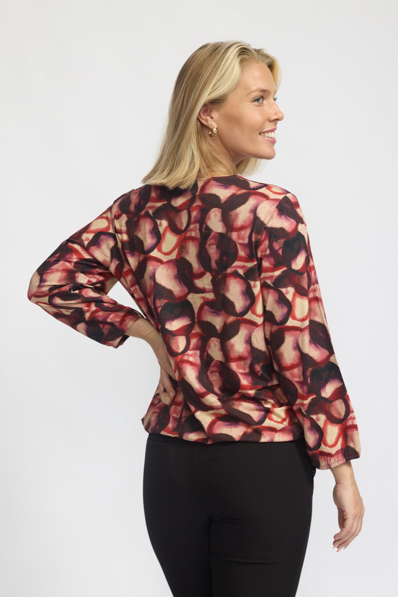 2 Biz Tandy Bluse Cirkler Rød