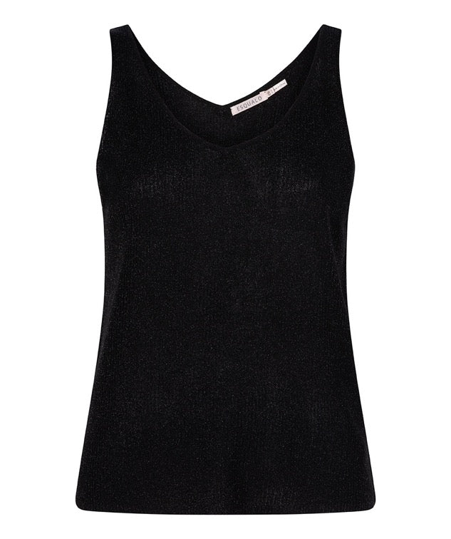 ESQUALO Camisole Top Rib Lurex Sort