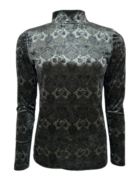YAYA Soft Velvet high neck top Floral Print